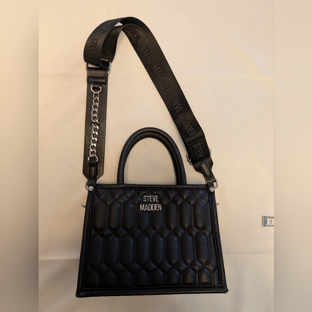 Steve Madden Black Bniko Quilted Handbag